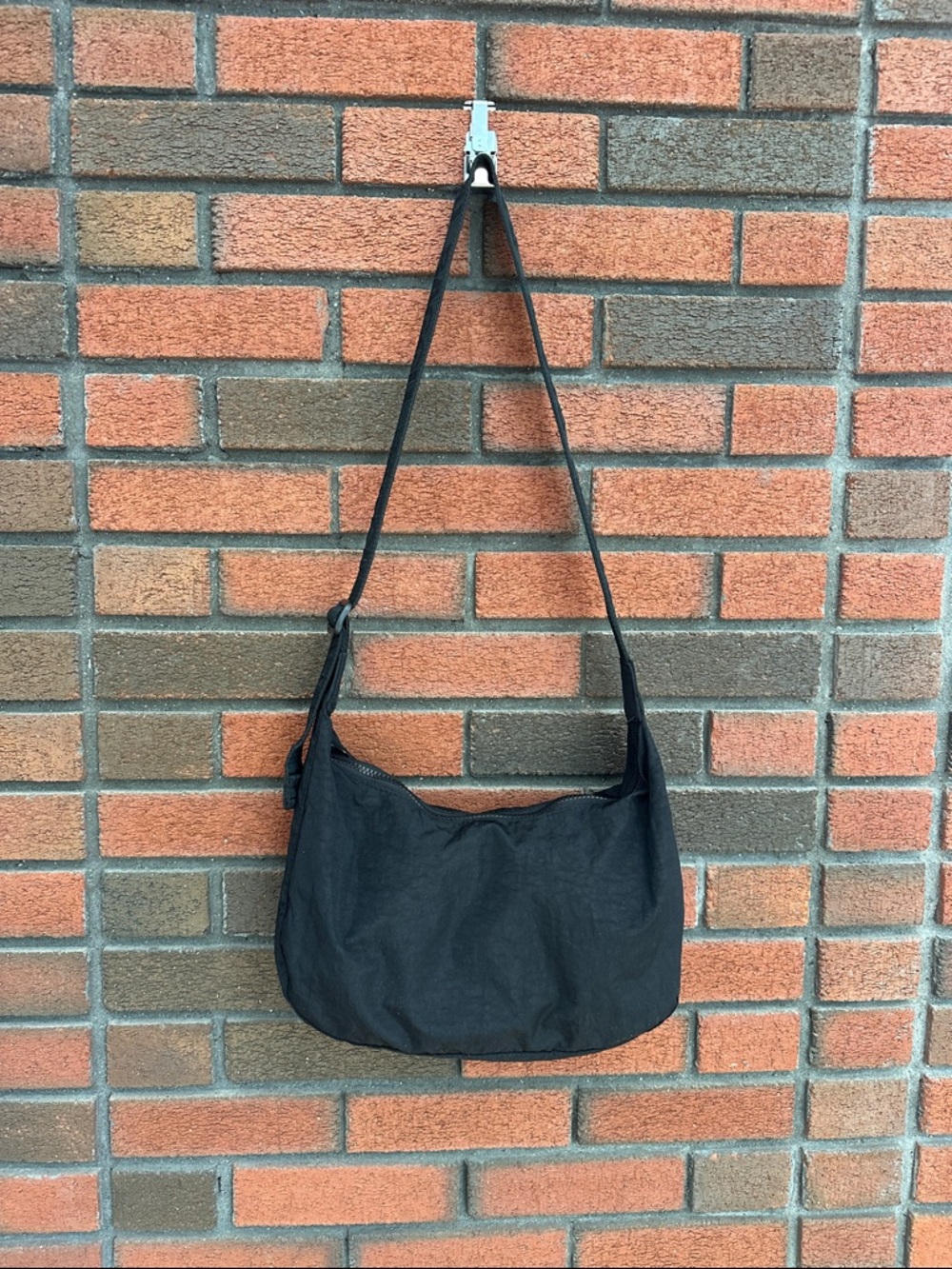 Baggu Black Nylon Shoulder Bag - Simple Everyday Hobo